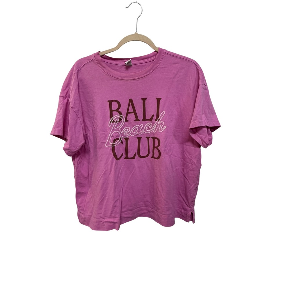 Old Navy Vintage Tee Bali Beach Club Pink Graphic T-Shirt Women's Large Coastal